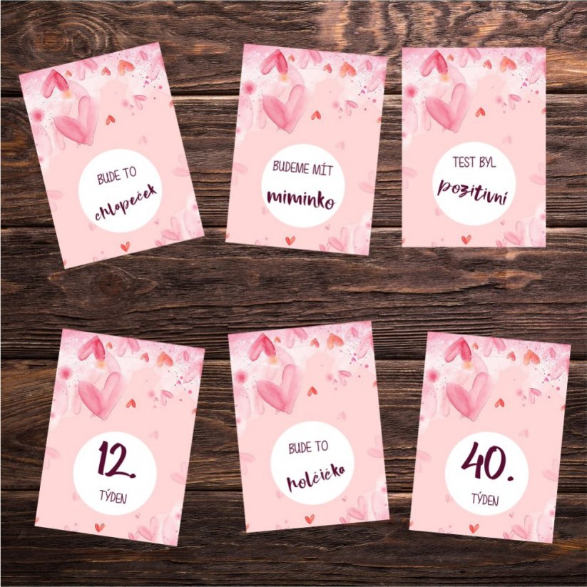 Těhotenské milníkové kartičky - Srdíčka 2 - Povidlo