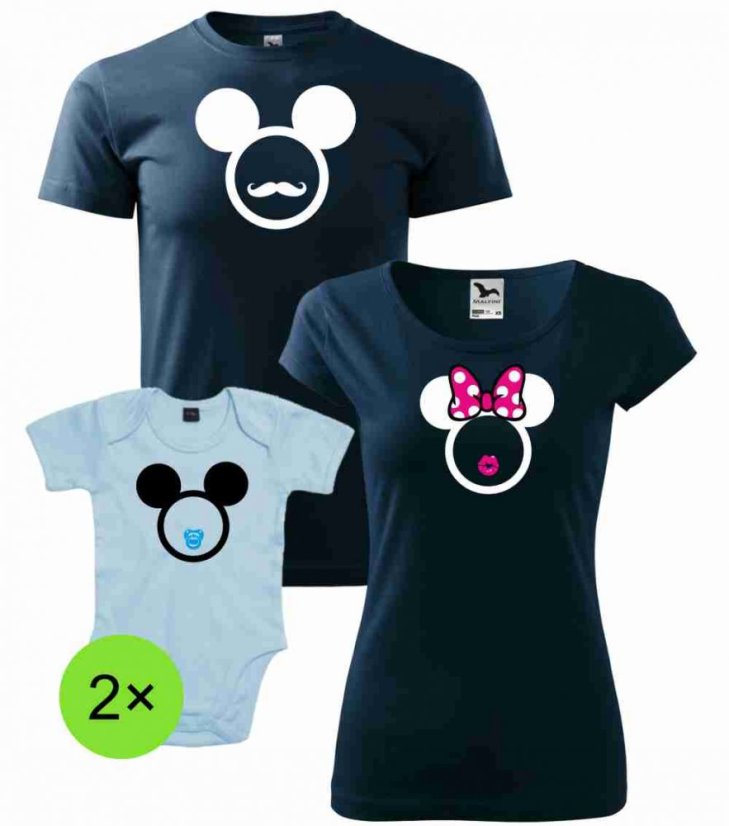 Rodinný set - Trička a 2x Body - Mouse - Chlapeček