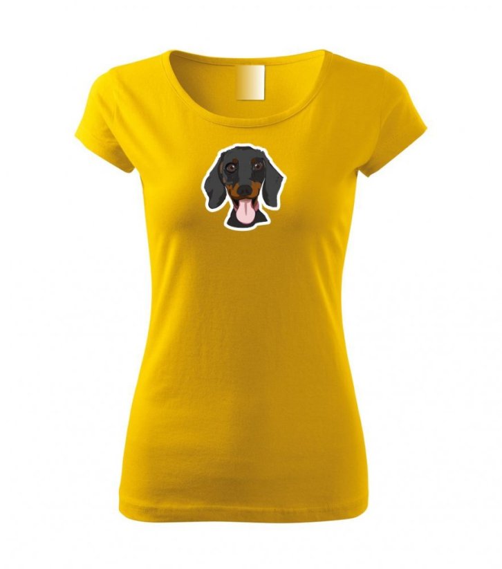 Dámské tričko - Jezevčík černý - Barva: Žlutá
