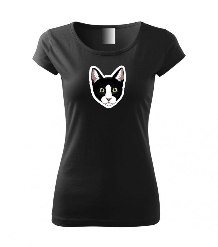 Dámské tričko - Kočka černo-bílá