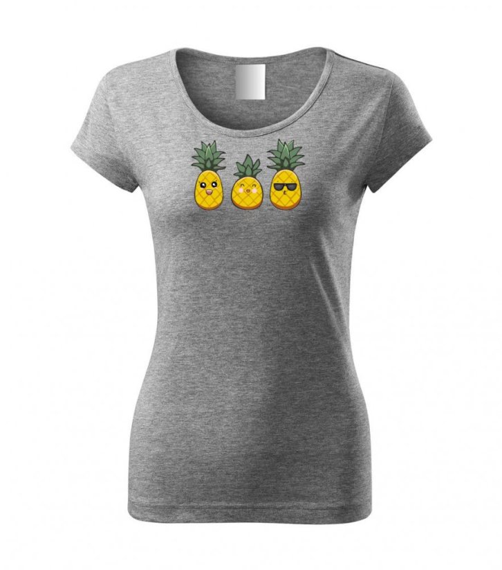 Dámské tričko - Ananas - Barva: Tmavě šedý melír