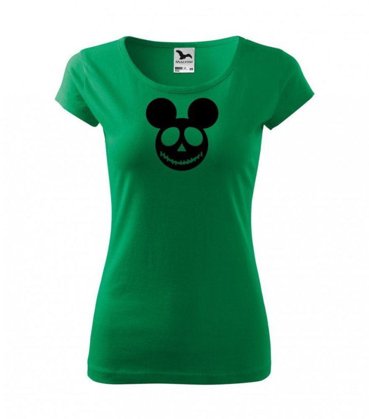 Dámské tričko - MOUSE - Horor myš - Barva: Středně zelená
