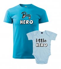 Rodinný set - Pánske tričko a Body - Big and little hero