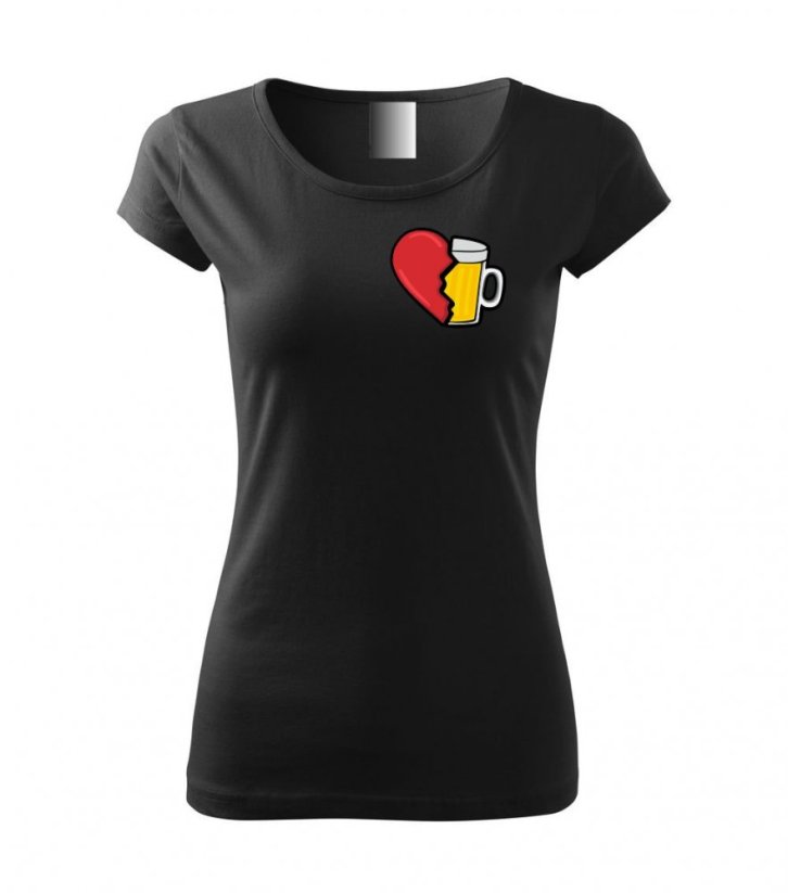 Dámské tričko - Pivní srdce - Barva: Černá