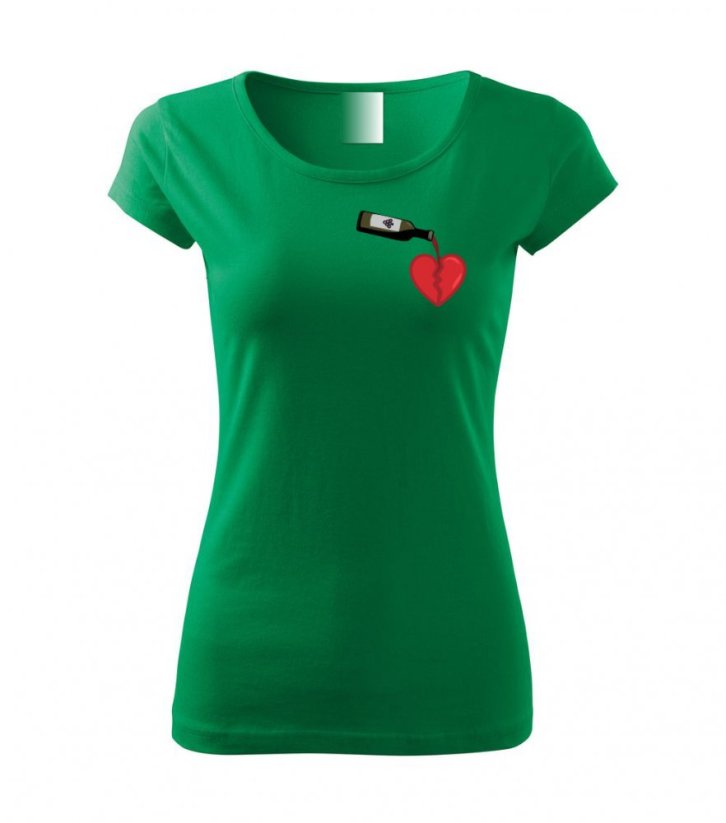 Dámské tričko - Lék na bolavé srdce - Barva: Středně zelená