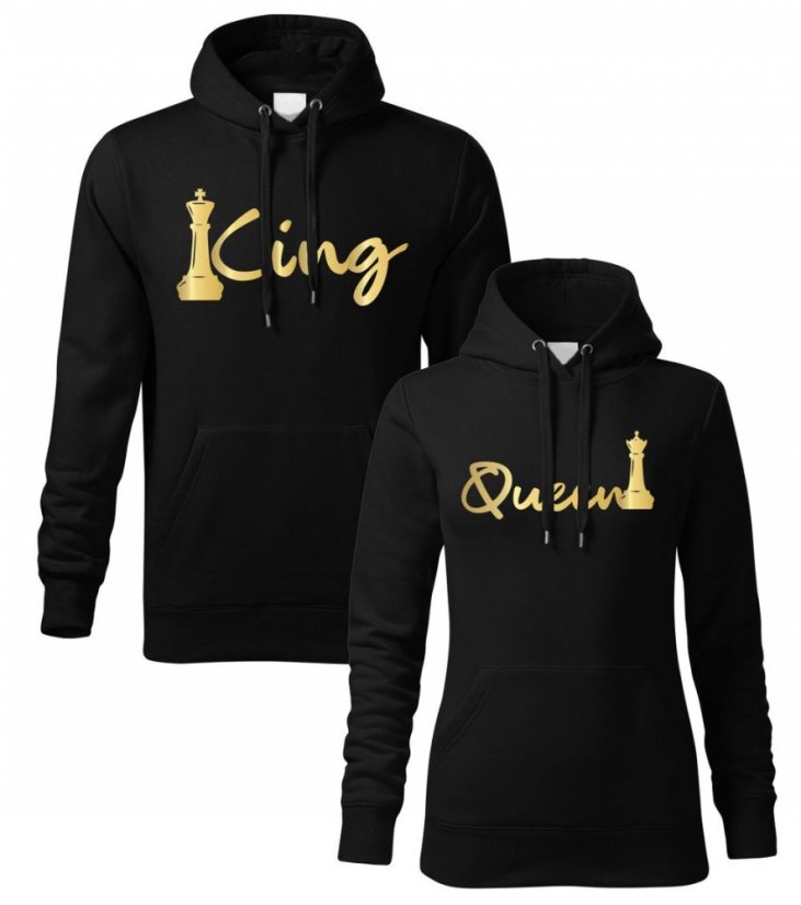 Mikiny pro páry s potiskem - King & Queen - Šachy - Povidlo Mikiny pro páry s potiskem - King & Queen - Šachy - Povidlo