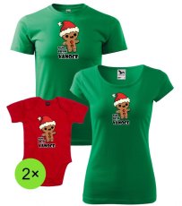 Rodinný set - Trička a 2x Body - Perníček - Naše první vánoce