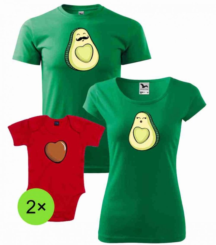 Rodinný set - Trička a 2x Body - Avokádo