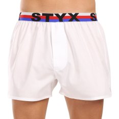 3PACK pánské trenky Styx sportovní guma bílé trikolóra (3B2061)