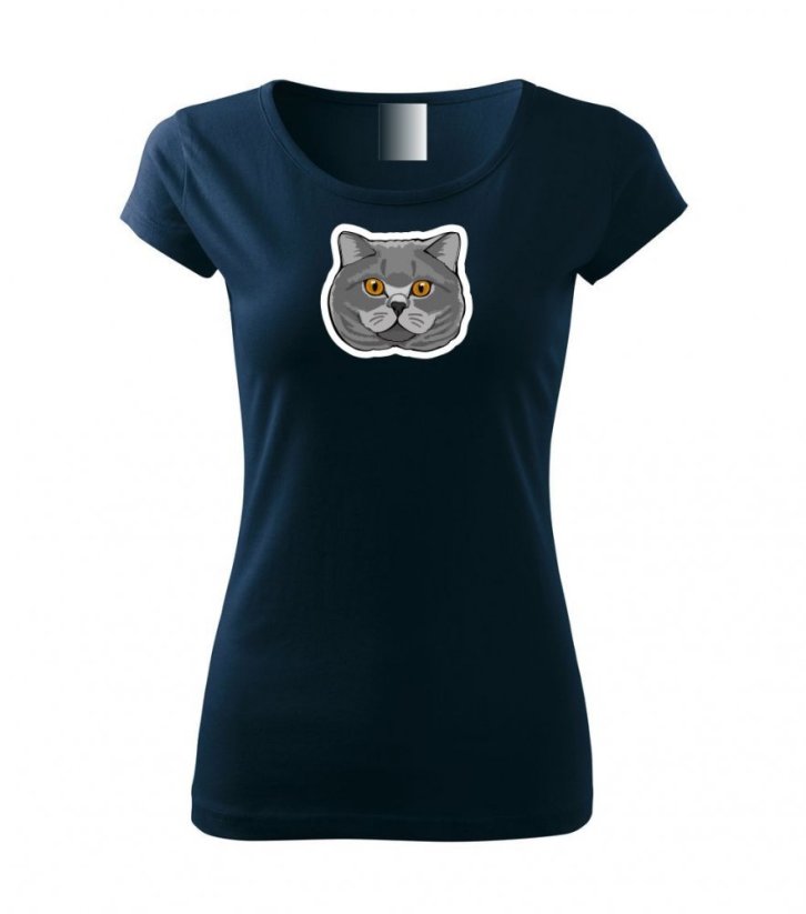 Dámské tričko - Kočka britská modrá - Barva: Námořní modrá