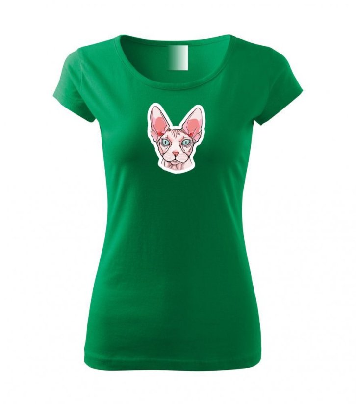Dámské tričko - Kanadský sphynx světlý - Barva: Středně zelená