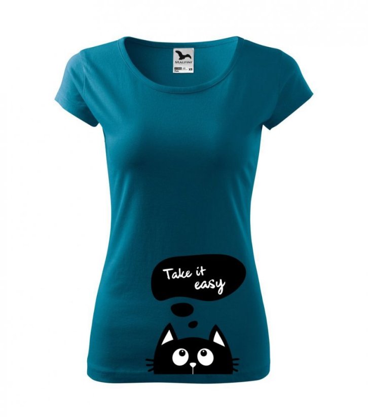 Dámské tričko - CAT - Take it easy - Barva: Petrolejová