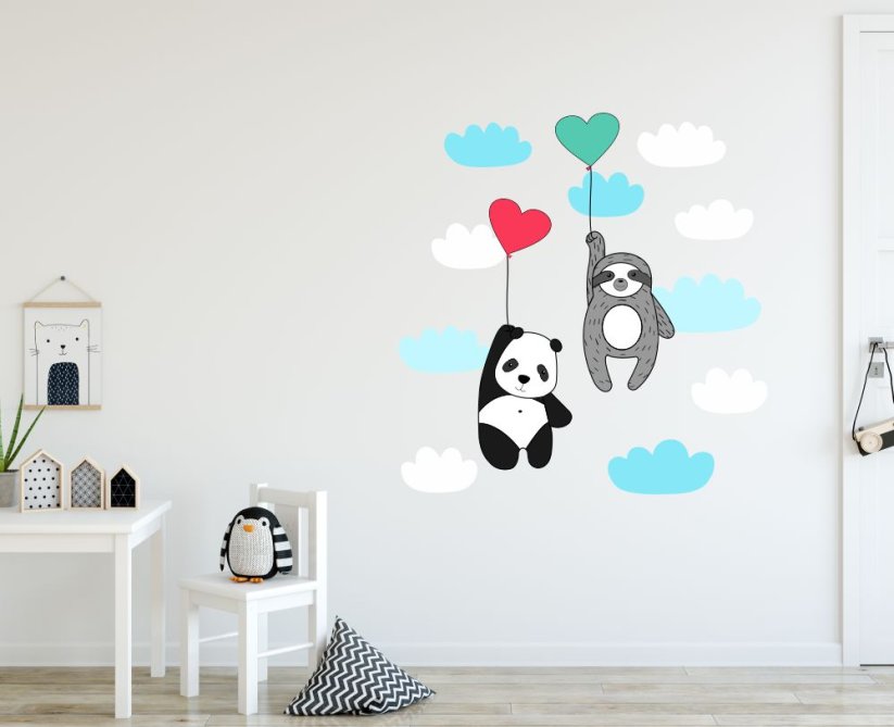 Samolepka na stenu - Leňochod a panda