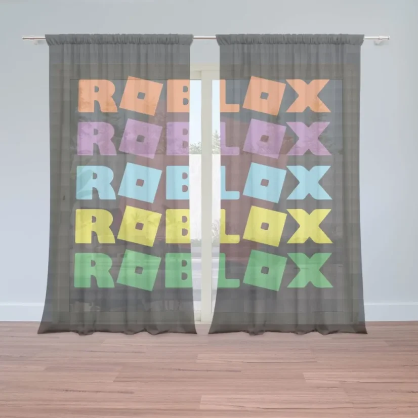 Záclony ROBLOX Barevný text: 2ks 150x250cm