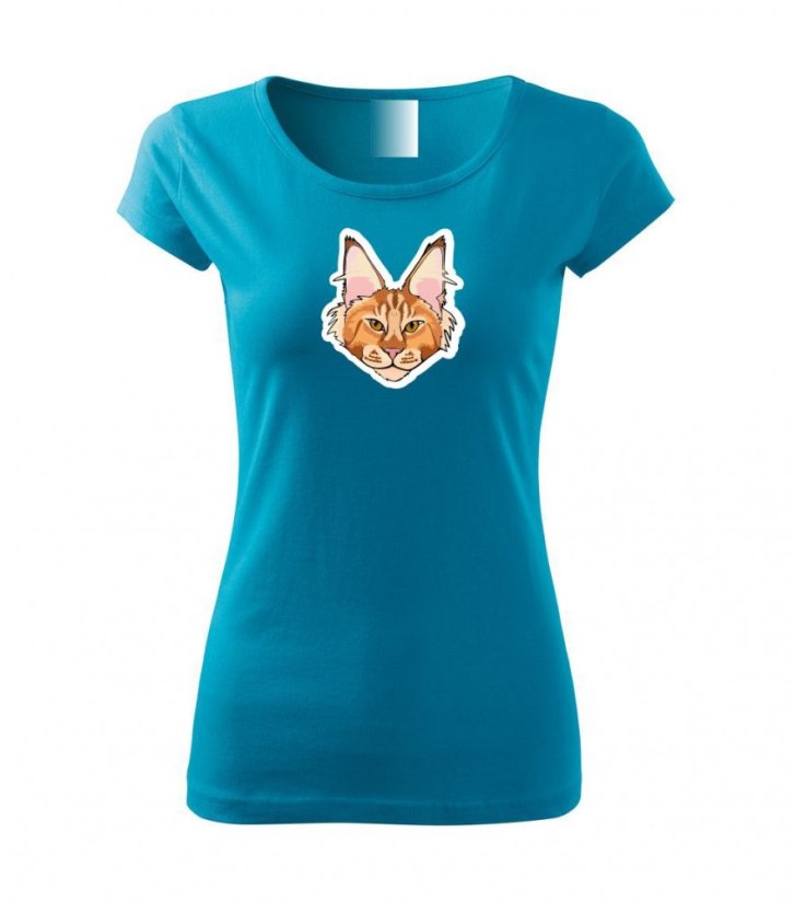 Dámské tričko - Mainská mývalí kočka - zrzavá - Barva: Tyrkysová