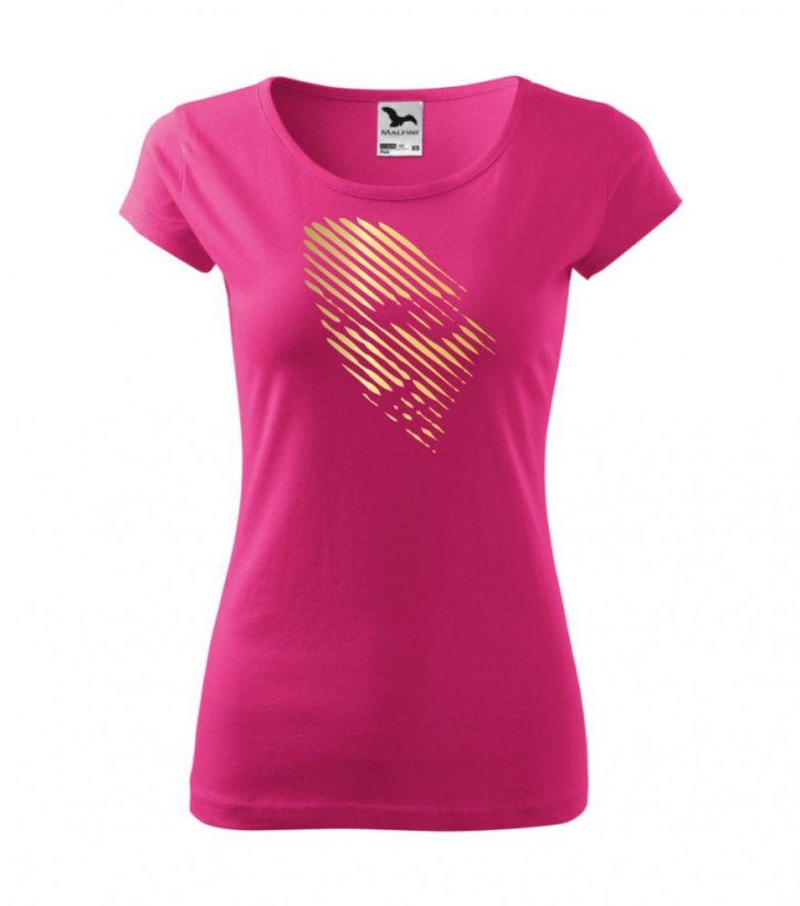 Dámské tričko - Obličej - Barva: Zlatá/Purpurová