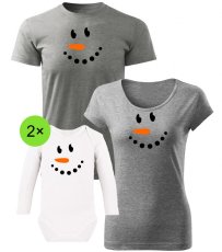 Vianočný rodinný set - 2x Body s dlhým rukávom - Snehuliaci