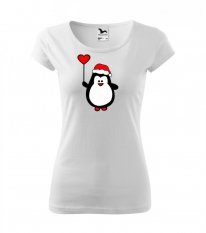Dámske vianočné tričko - Tučniak Srdiečko