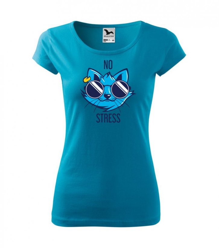 Dámské tričko - No stress - Barva: Tyrkysová