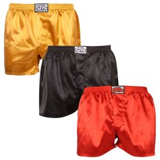 3PACK pánské trenky Styx klasická guma saténové vícebarevné (3C06350)