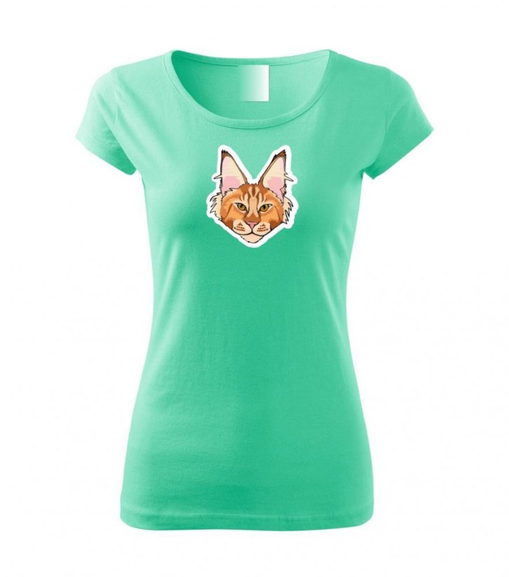 Dámské tričko - Mainská mývalí kočka - zrzavá - Barva: Mátová