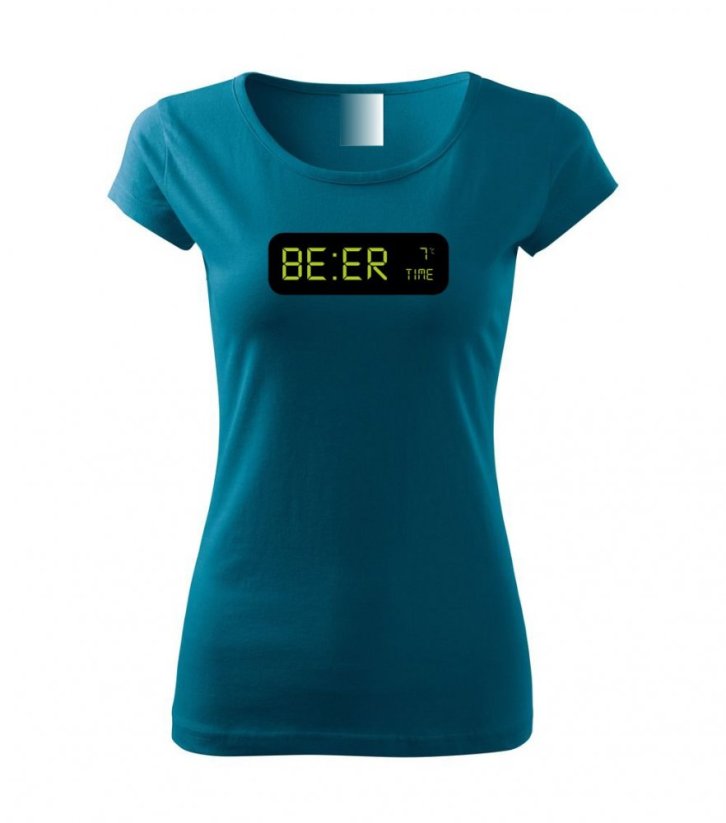 Dámské tričko - Beer time - Barva: Petrolejová