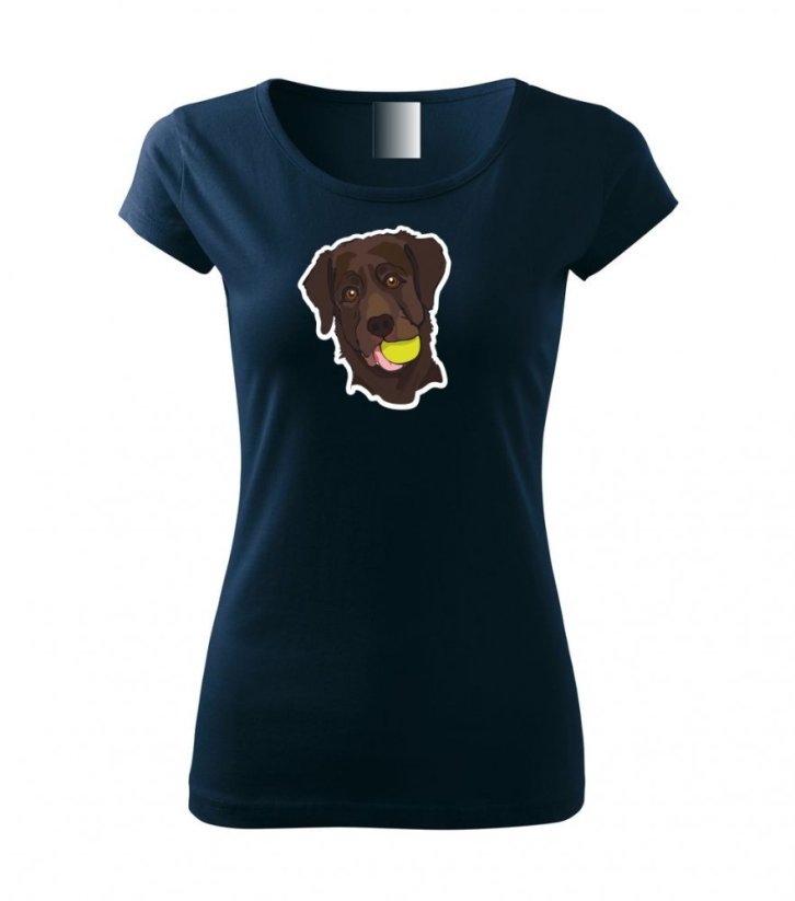 Dámské tričko - Labrador hnědý - Barva: Námořní modrá