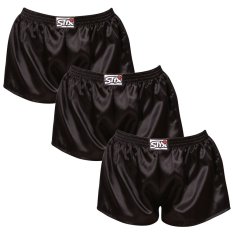 3PACK dámské trenky Styx klasická guma saténové černé (3L0960)