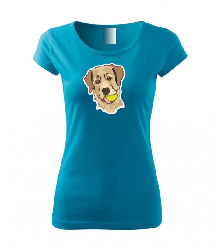 Dámské tričko - Labrador světlý - Barva: Tyrkysová