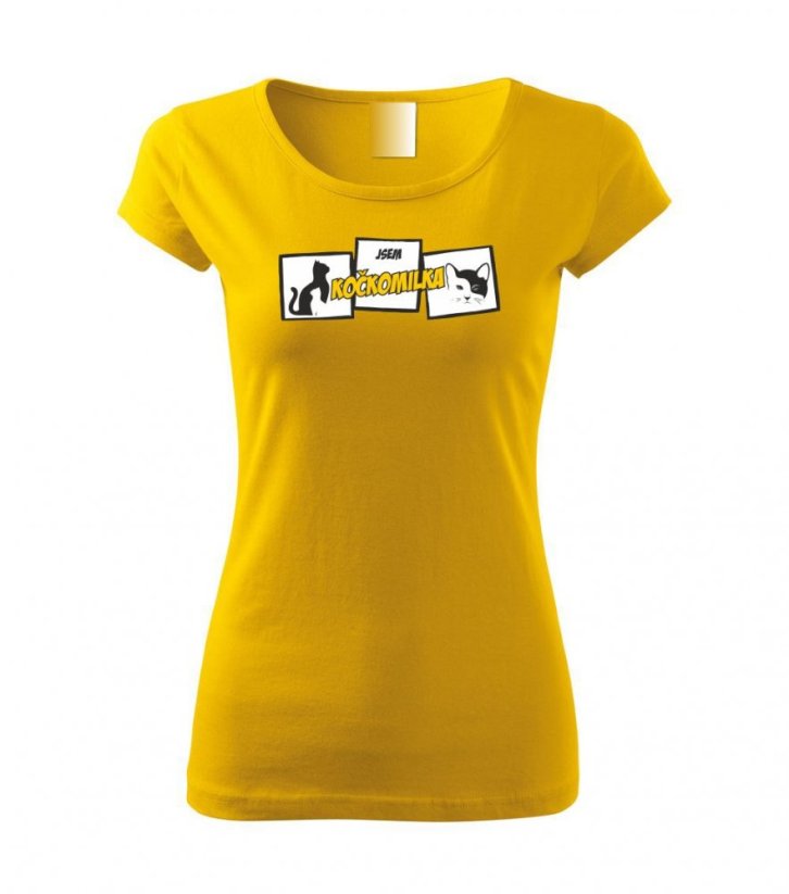 Dámské tričko - Jsem kočkomilka - Barva: Žlutá