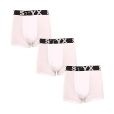 3PACK pánské boxerky Styx sportovní guma bílé (3G1061)
