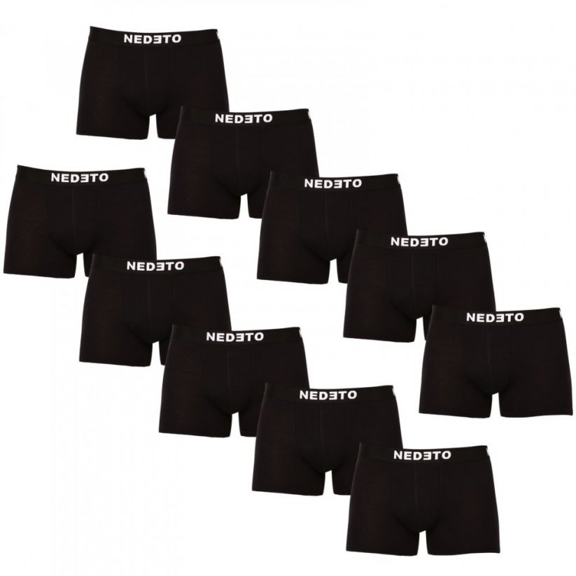 10PACK pánské boxerky Nedeto černé (10NDTB001-brand) - Velikost: XL