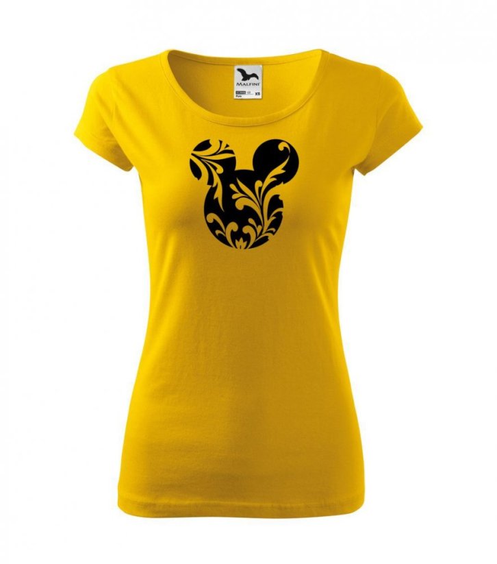 Dámské tričko - MOUSE - Flower - Barva: Žlutá