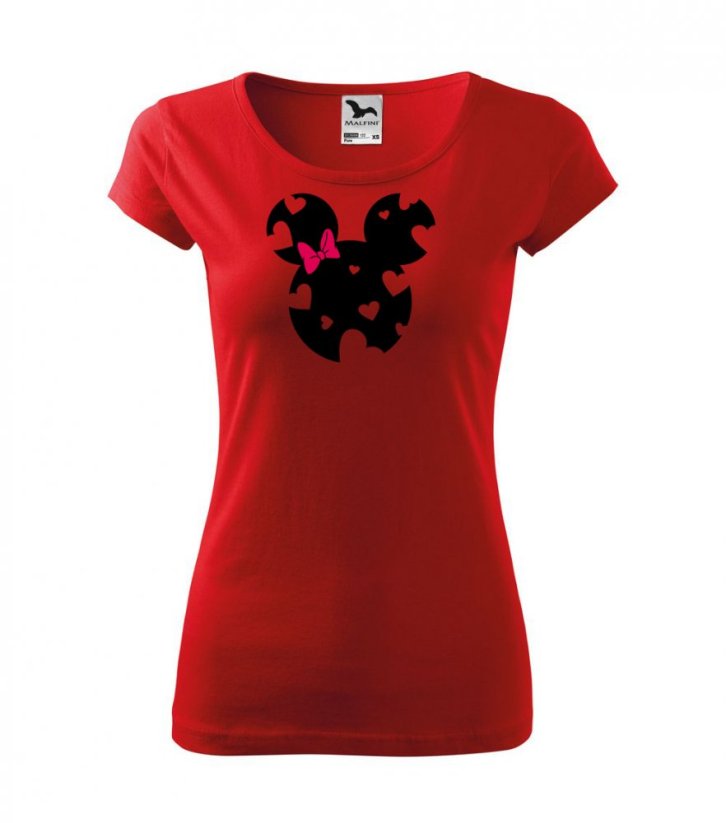 Dámské tričko - MOUSE - Srdíčka - Barva: Červená