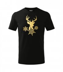 dětské tričko s vánočním motivem - jelen s vločkami - Povidlo