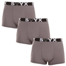 3PACK pánské boxerky Styx sportovní guma tmavě šedé (3G1063)