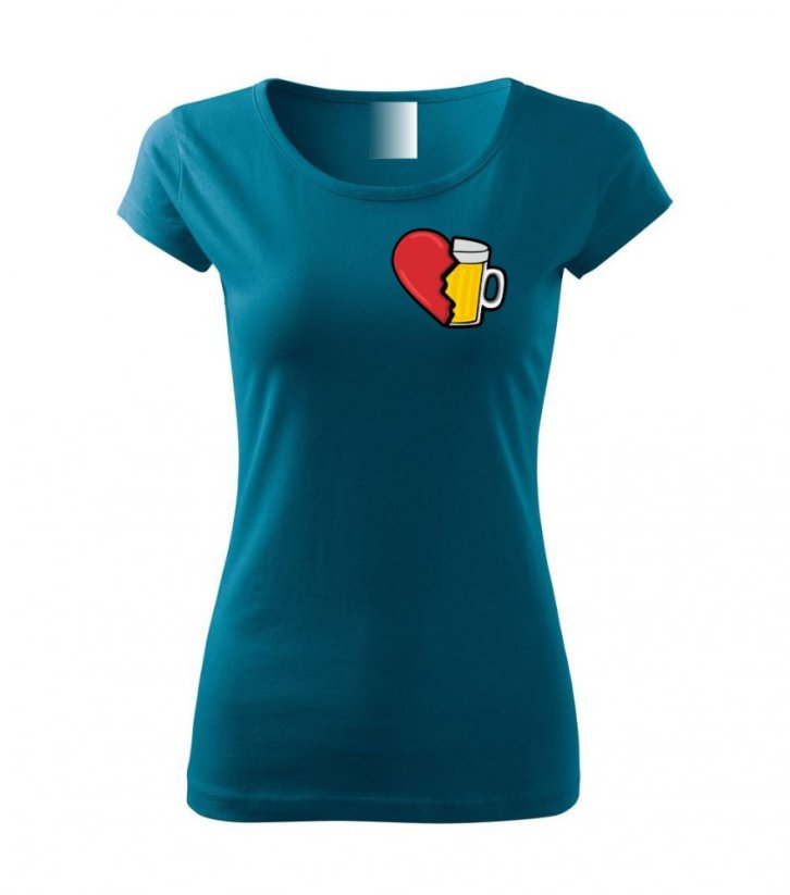 Dámské tričko - Pivní srdce - Barva: Petrolejová