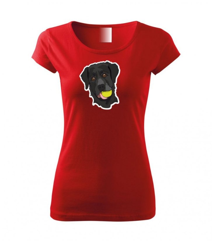 Dámské tričko - Labrador černý - Barva: Červená