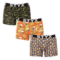 3PACK pánské boxerky Styx long art sportovní guma vícebarevné (3U13724)