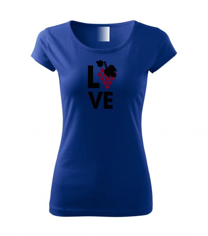 Dámské tričko - Love červené víno - Barva: Kralovská modrá