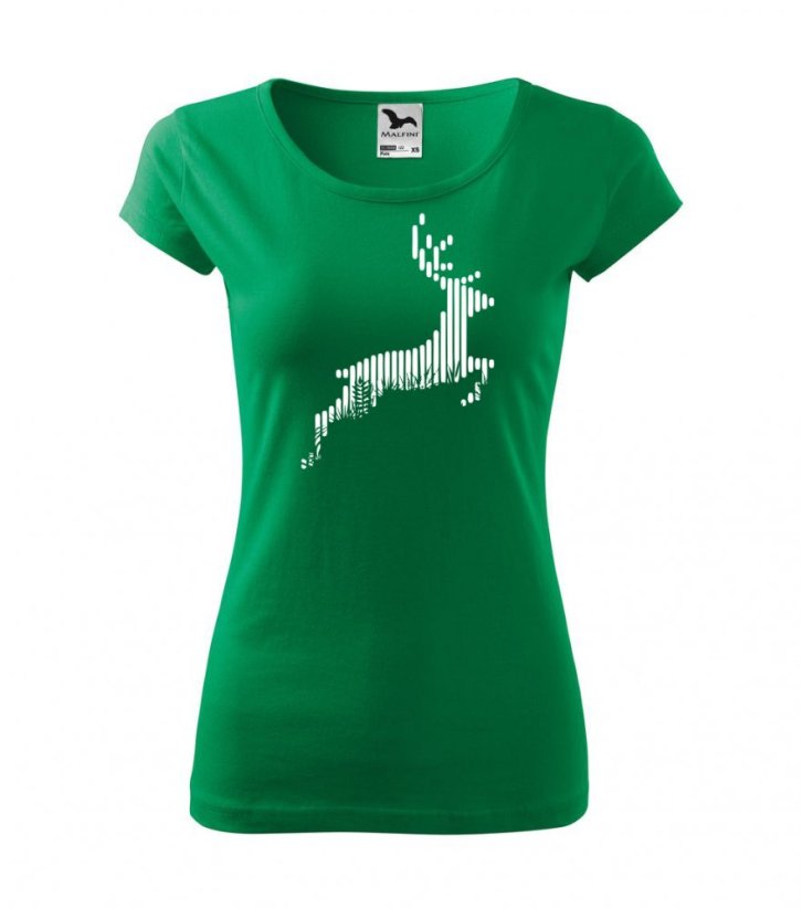 Dámské tričko - Jelen - Barva: Středně zelená