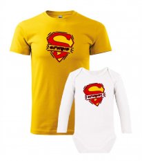 Rodinný set - Pánské tričko a body s dlouhým rukávem - Superdad and superbaby