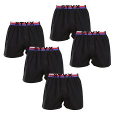 5PACK pánské trenky Styx sportovní guma černé trikolóra (5B1960)