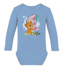 Dětské body s dlouhým rukávem - Méďa - První narozeniny