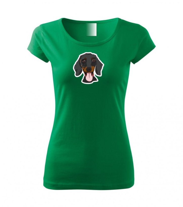 Dámské tričko - Jezevčík černý - Barva: Středně zelená
