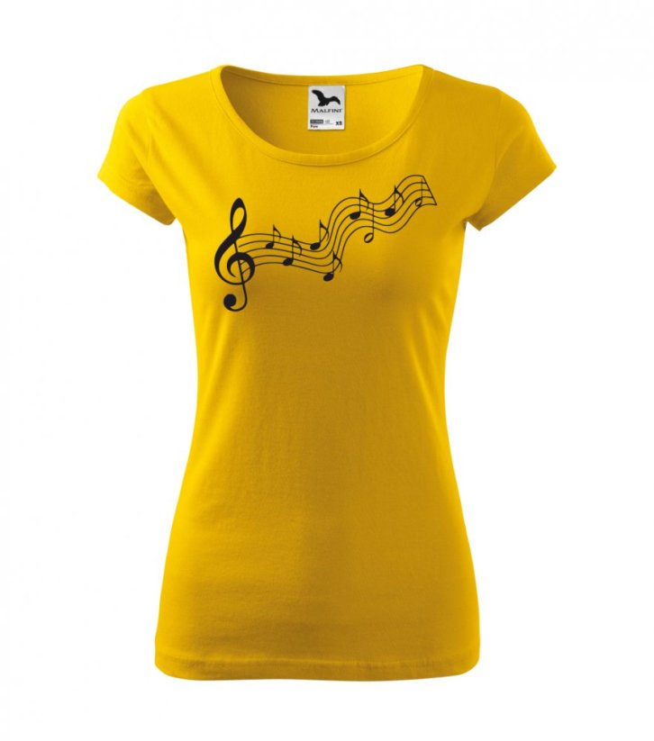 Dámské tričko - Notová osnova - Barva: Žlutá