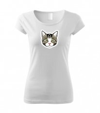 Dámské tričko - Kočka mourovatá s bílou