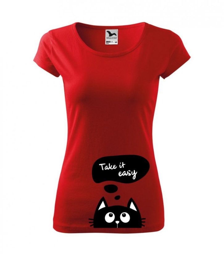 Dámské tričko - CAT - Take it easy - Barva: Červená