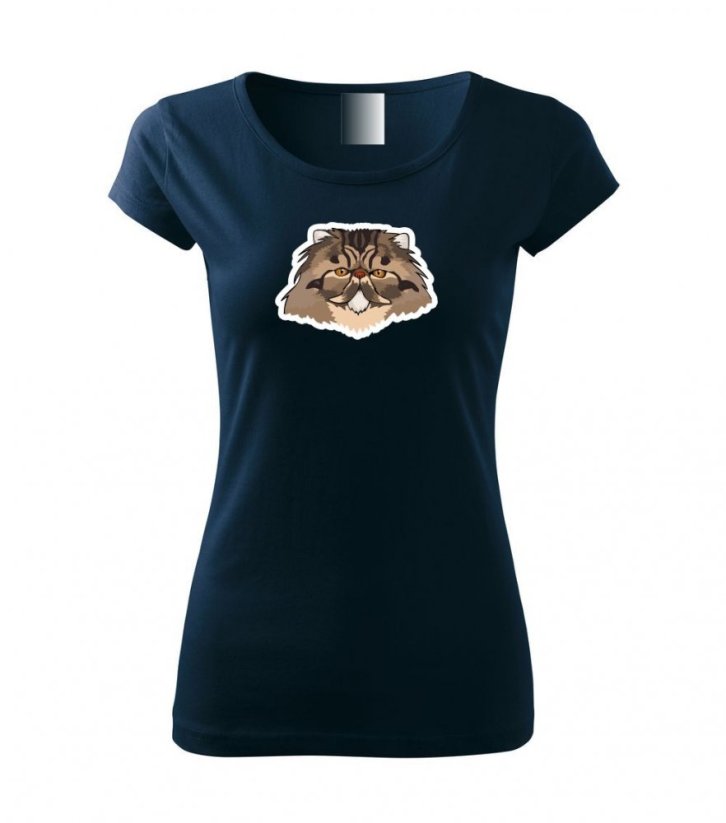 Dámské tričko - Kočka perská - Barva: Námořní modrá