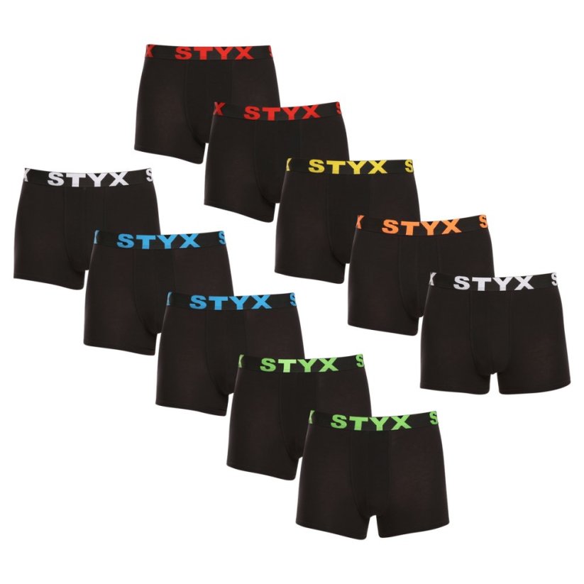 10PACK pánské boxerky Styx sportovní guma černé (10G9601) - Velikost: L